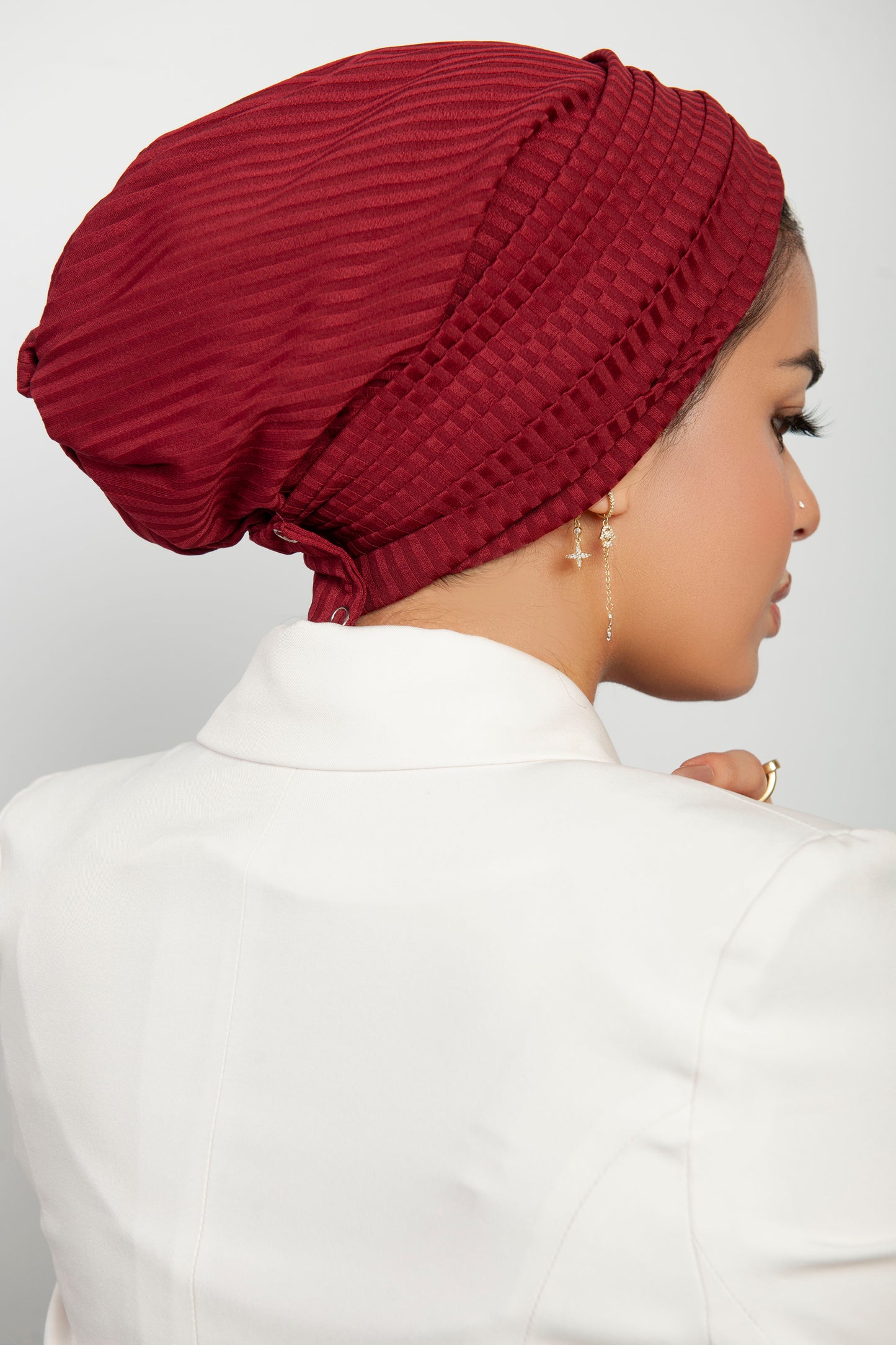 Turban With Back Button – Deep Red
