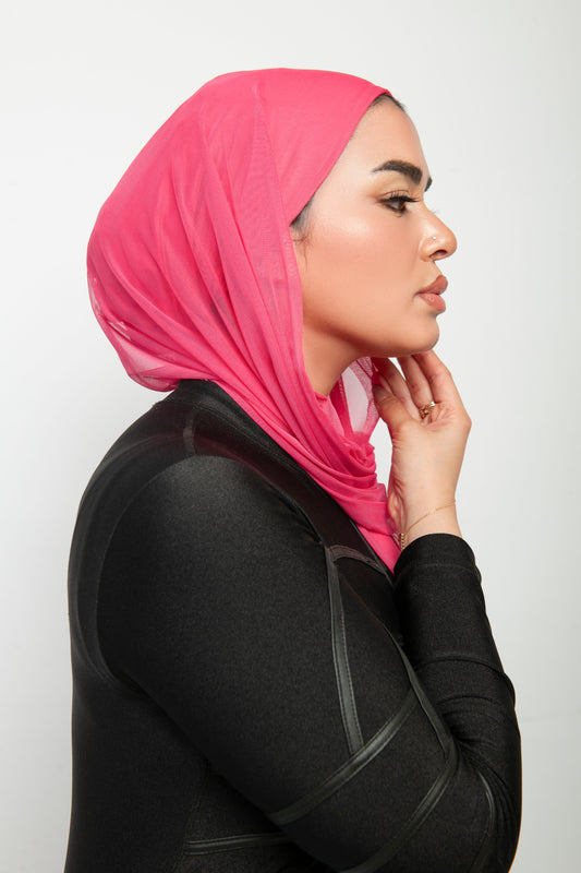 حجاب رياضي وسباحة ثابت – فوشيا