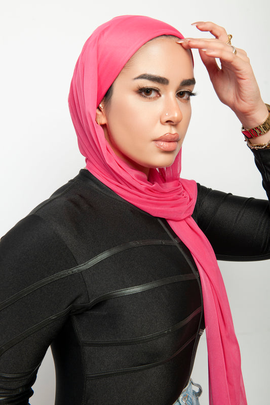 حجاب رياضي وسباحة ثابت – فوشيا