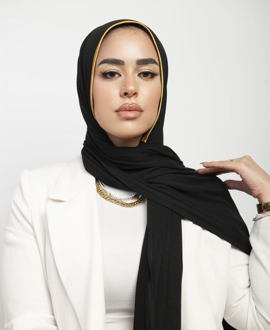 حجاب جيرسي مع بندانة مسبقة رباط – دهبي