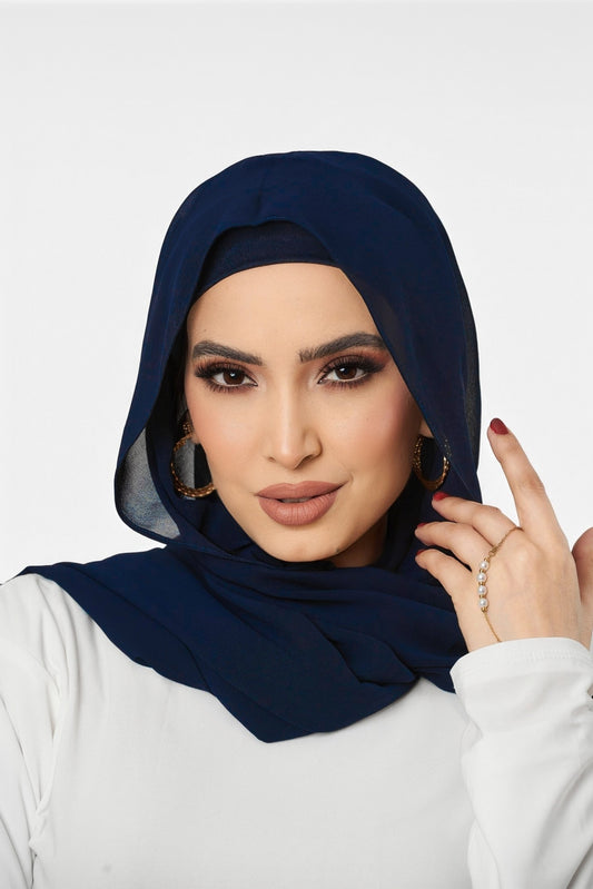 الحجاب الشيفون المغناطيسي 3 في 1 – لون كحلي