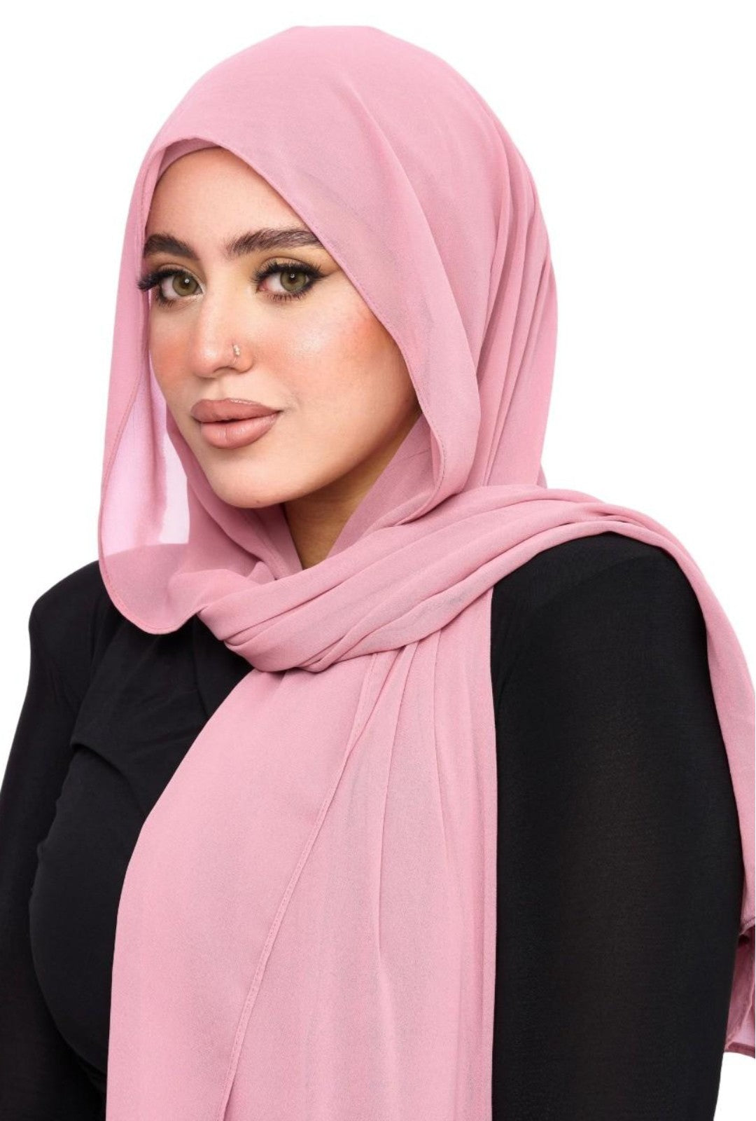 Instant Chiffon Hijab 3-in-1 with Built-in Magnets – Pink