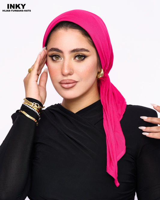 لفات رأس أنيقة مربوطة مسبقاً – بينك (وردي)