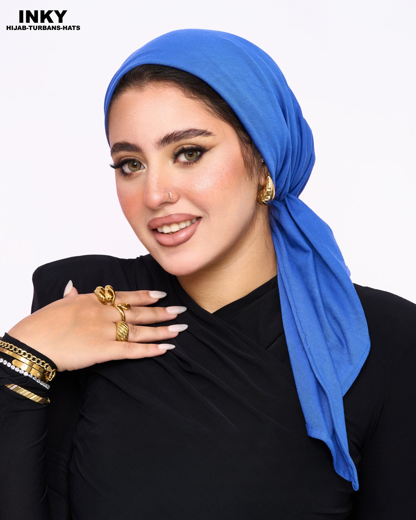 لفات رأس أنيقة مربوطة مسبقاً – أزرق