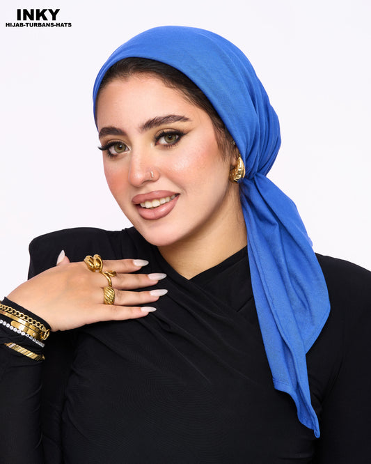 لفات رأس أنيقة مربوطة مسبقاً – أزرق