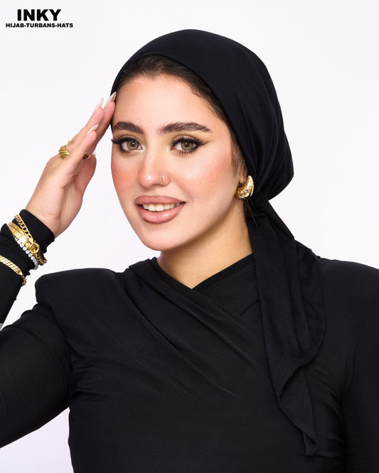 لفات رأس أنيقة مربوطة مسبقاً – أسود