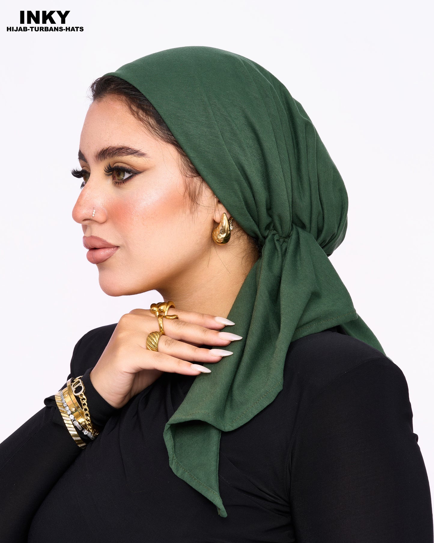 لفات رأس أنيقة مربوطة مسبقاً – أخضر