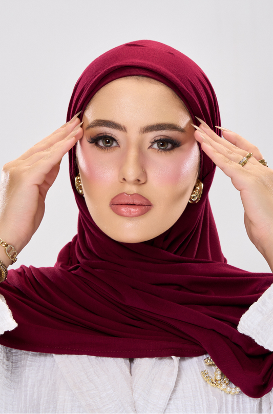 حجاب جيرسي ثابت - بيرجاندي