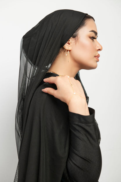 حجاب رياضي وسباحة ثابت – أسود