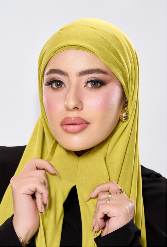 حجاب جيرسي ثابت - اصفر ليموني