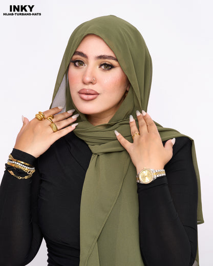 الحجاب الشيفون المغناطيسي 3 في 1 – لون  أخضر
