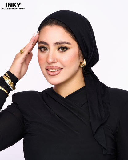 لفات رأس أنيقة مربوطة مسبقاً – أسود