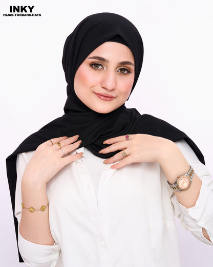 حجاب ثابت من الليكرا بزر كبس – أسود