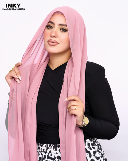 الحجاب الشيفون المغناطيسي 3 في 1 – لون  بينك
