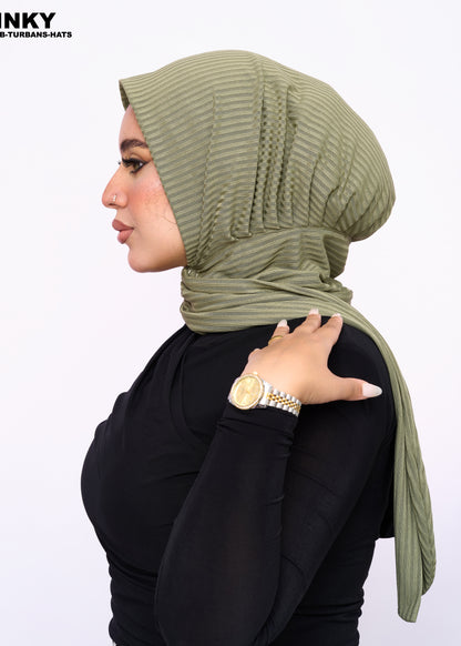 حجاب ريب مضلع مع دبوس – لون أخضر