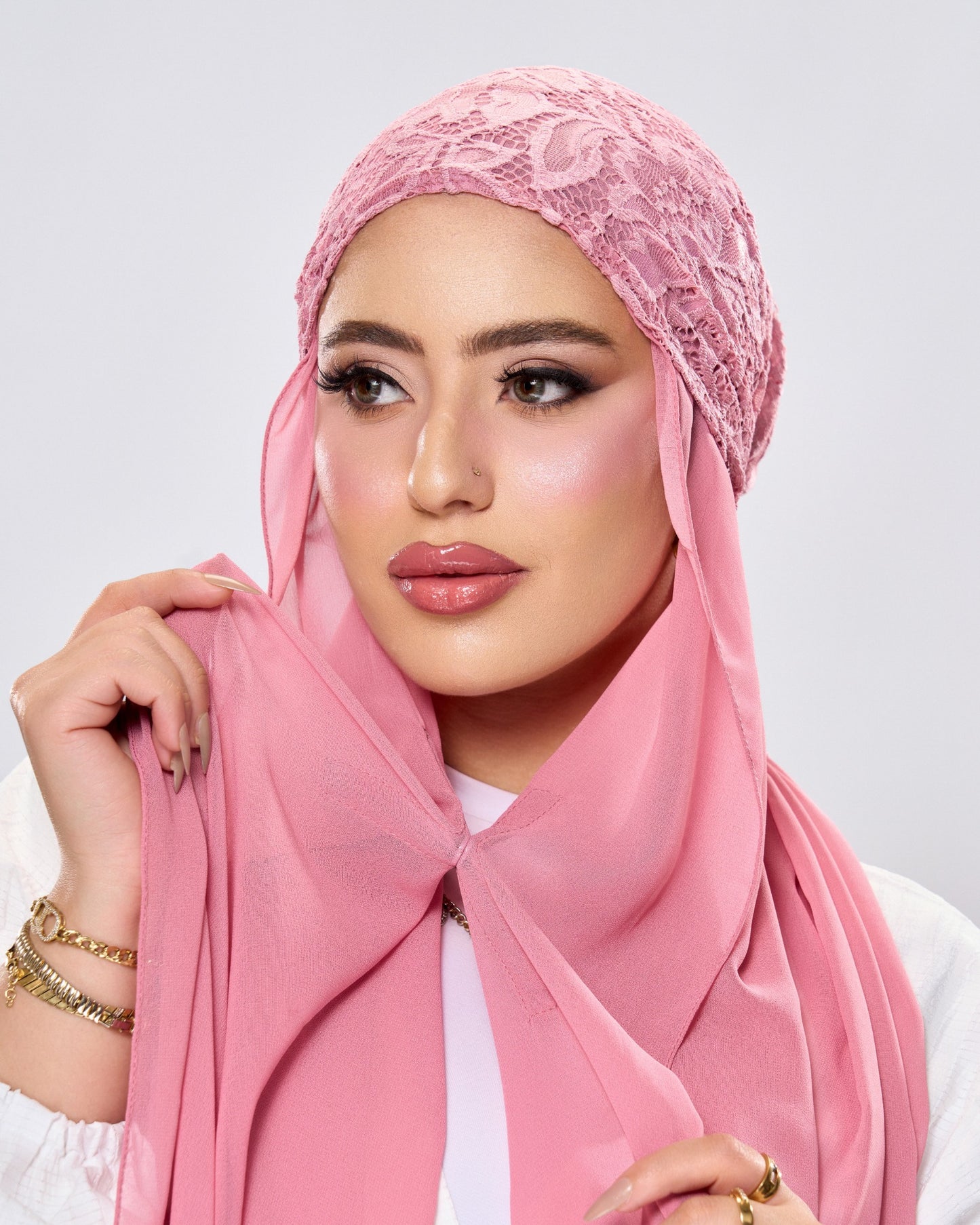 Lace Glow Magnetic Instant Hijab